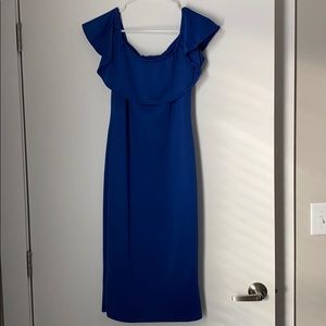 Ruffle off the shoulder midi dress